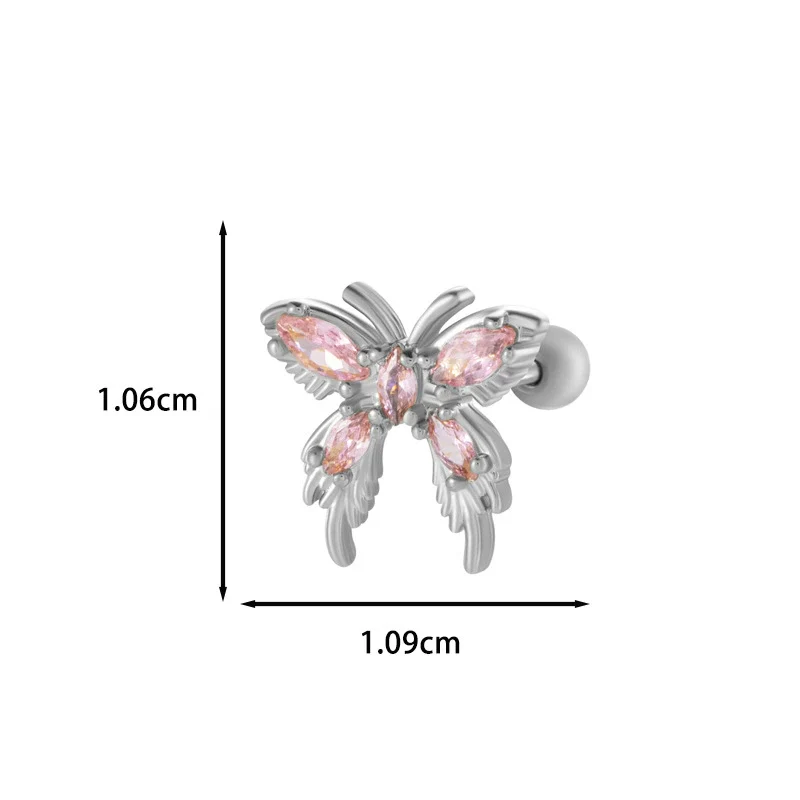 Metal Inlaid Zircon Butterfly Ear Bone Nail Princess Style Electroplating Processing - Image 6