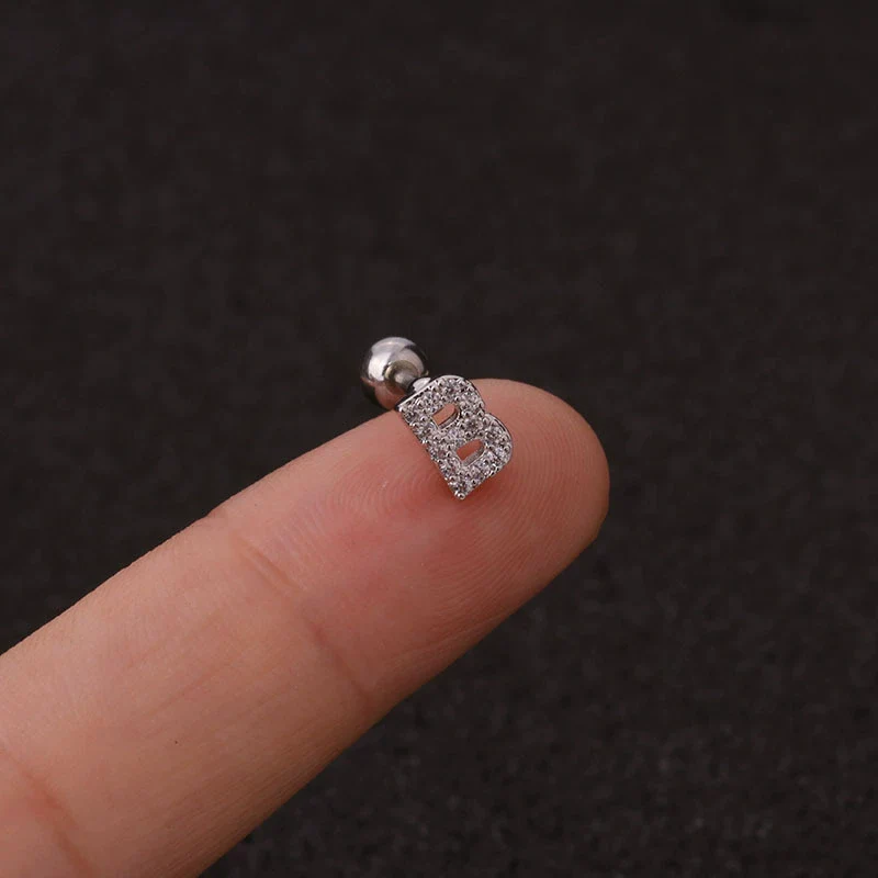 Metal Inlaid Zircon Letters Styling Earring For Women - Image 3