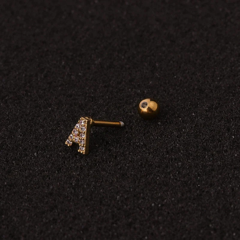 Metal Inlaid Zircon Letters Styling Earring For Women - Image 4