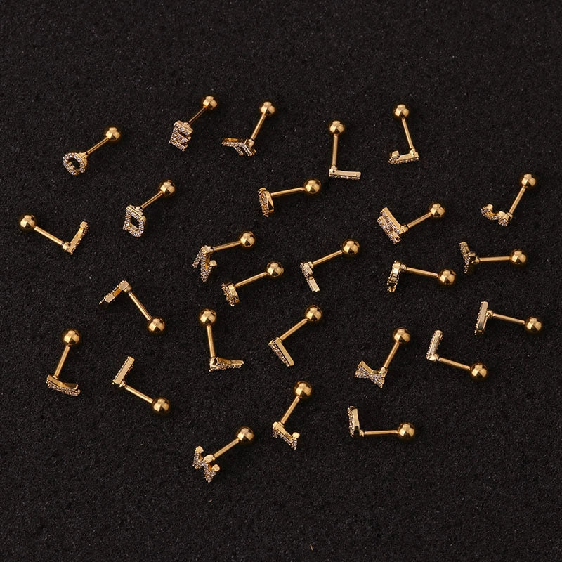 Metal Inlaid Zircon Letters Styling Earring For Women - Image 5