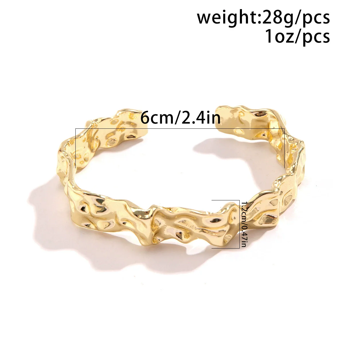 Metal Irregular Lava Electroplated Open Bracelet For Women - Image 5