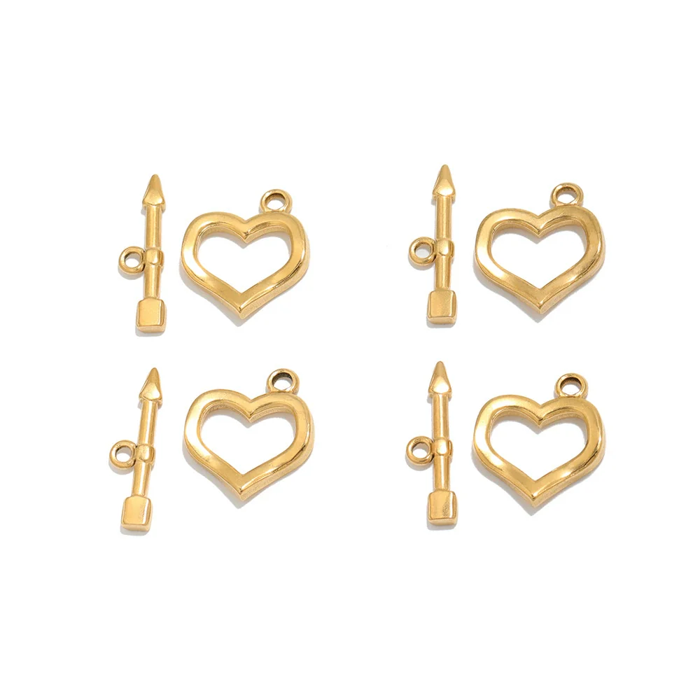 Metal Jewelry Accessories Heart Pattern Vacuum Plating Diy Valentine Necklace Bracelet - Image 4