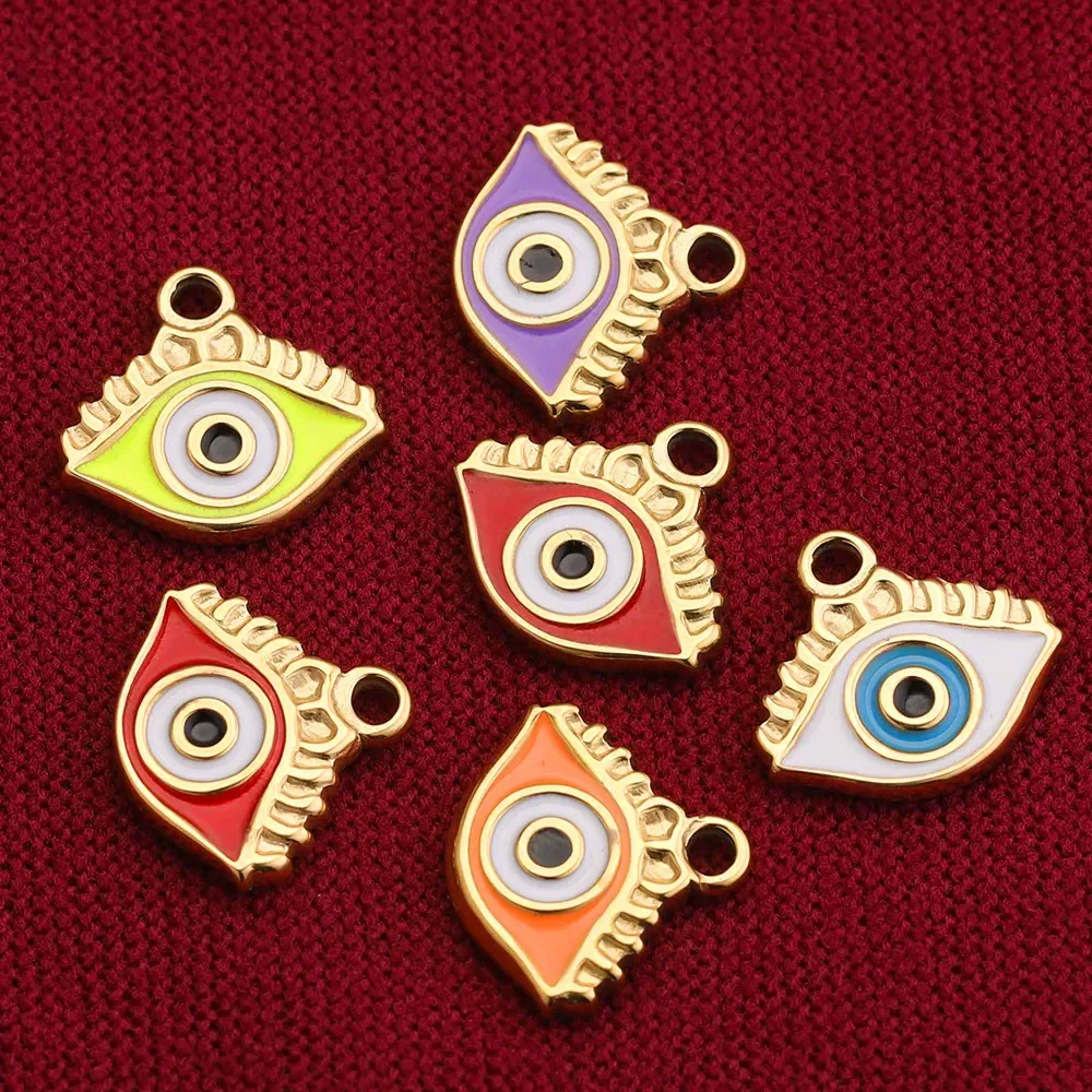 Metal Jewelry Accessories Pendant With Enamel Drop Oil Process Round And Peach Heart Shaped Devil's Eye Pattern For Bracelet Necklace Sweater Chain - Image 3