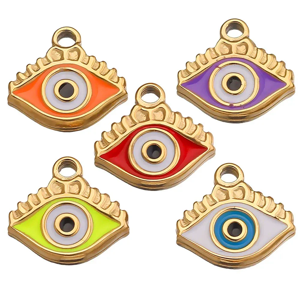 Metal Jewelry Accessories Pendant With Enamel Drop Oil Process Round And Peach Heart Shaped Devil's Eye Pattern For Bracelet Necklace Sweater Chain - Image 4