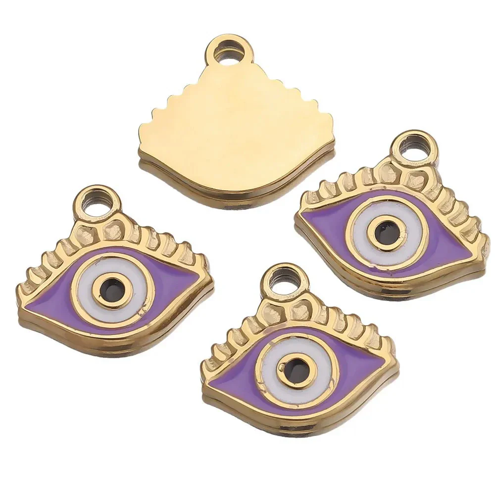 Metal Jewelry Accessories Pendant With Enamel Drop Oil Process Round And Peach Heart Shaped Devil's Eye Pattern For Bracelet Necklace Sweater Chain - Image 9