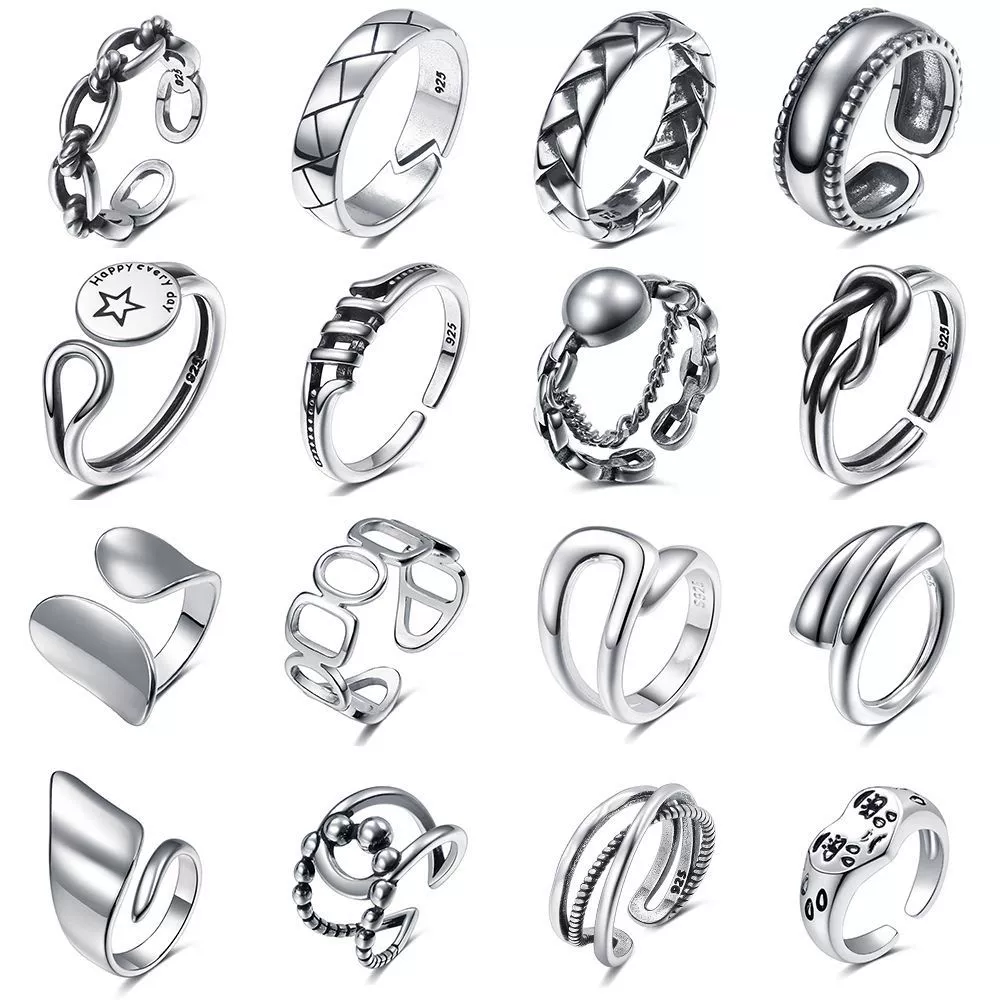 Metal Jewelry Open Couple Ring Punk Retro Style Heart Shape Alloy Electroplated