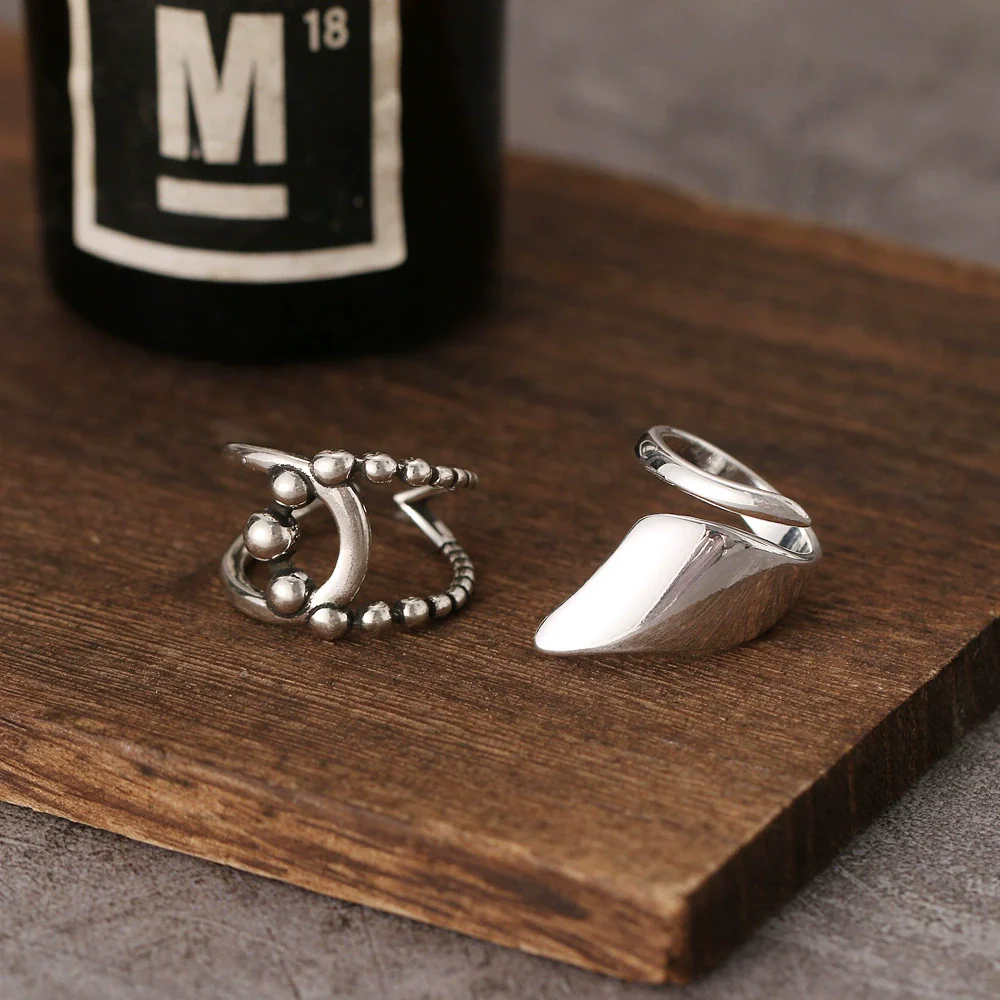 Metal Jewelry Open Couple Ring Punk Retro Style Heart Shape Alloy Electroplated - Image 3