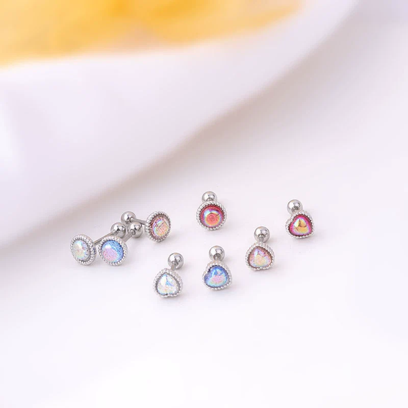 Metal Love Ear Nail Electroplating Heart Pattern Women's Fashion Puncture Earrings
