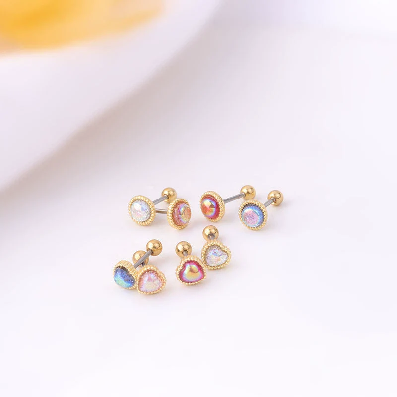 Metal Love Ear Nail Electroplating Heart Pattern Women's Fashion Puncture Earrings - Image 2
