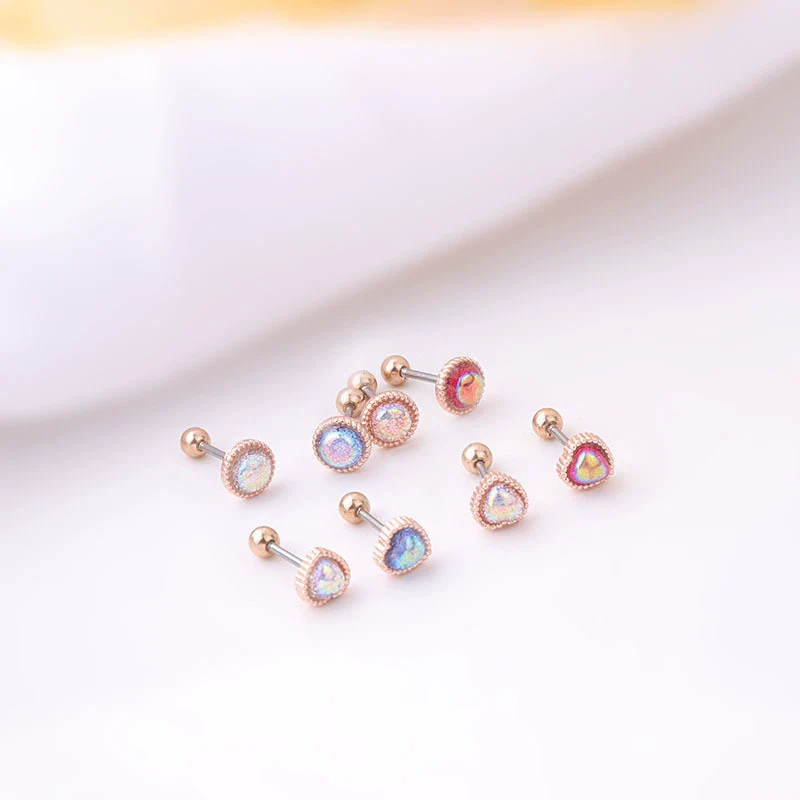 Metal Love Ear Nail Electroplating Heart Pattern Women's Fashion Puncture Earrings - Image 3