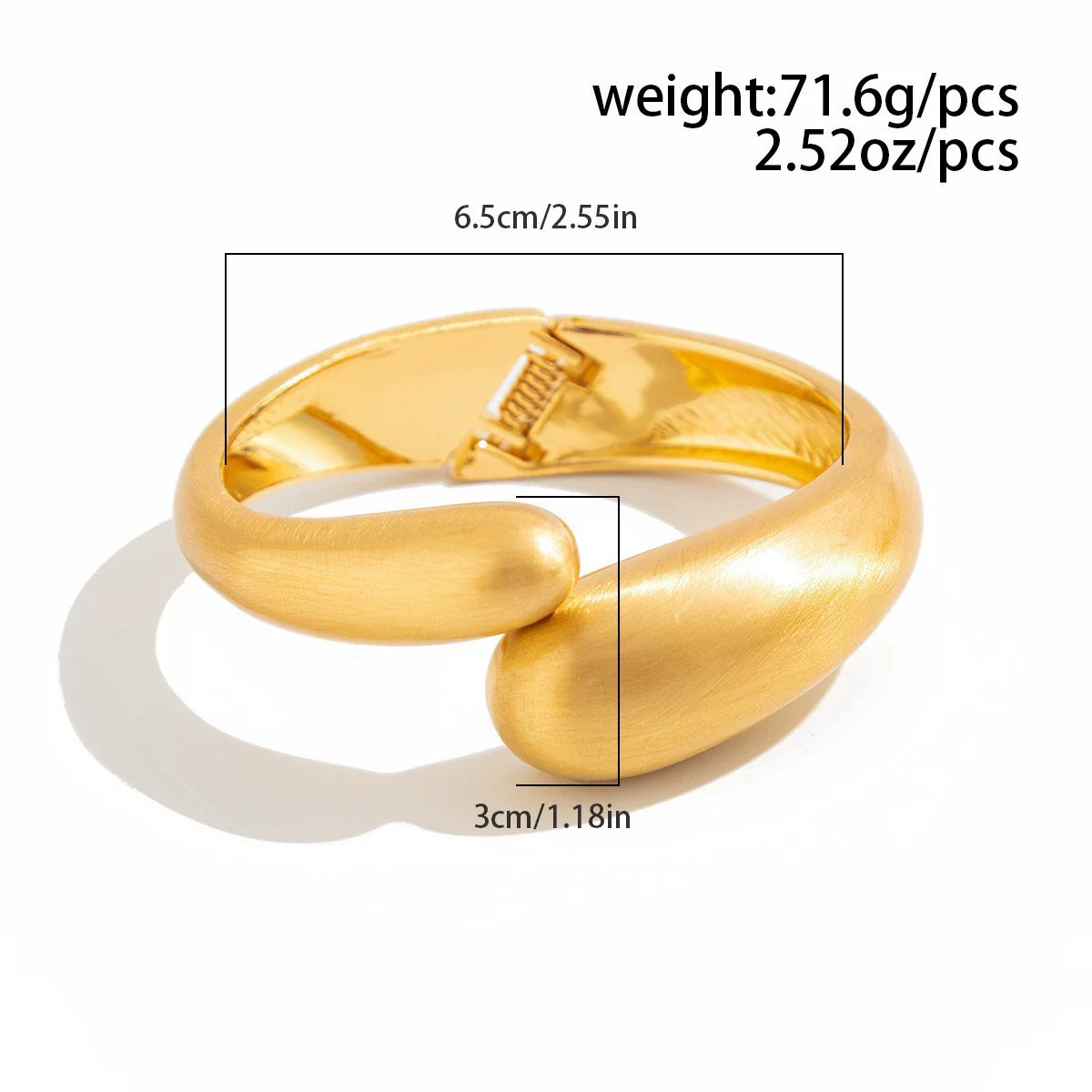 Metal Matte Ins Style Geometric Water Drop Hug Bracelet For Women With Electroplating - Image 7