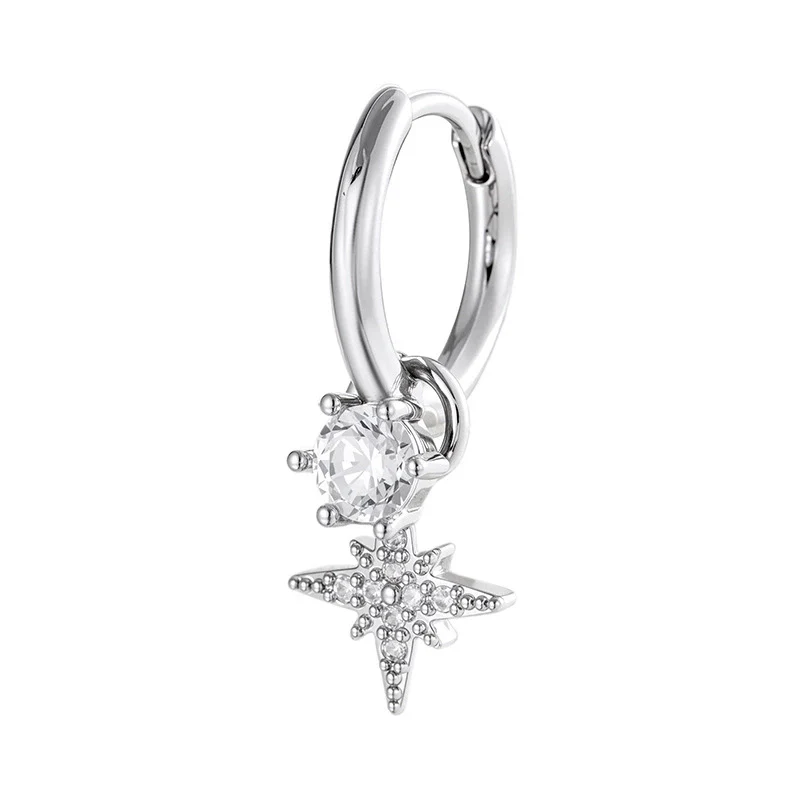 Metal Micropaved Zircon Star Earrings - Image 4