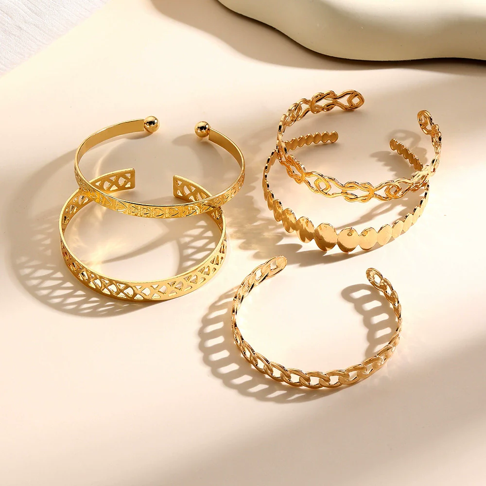 Metal Open Bracelet Iron Alloy Geometric Electroplated For Women And Unisex - Image 3