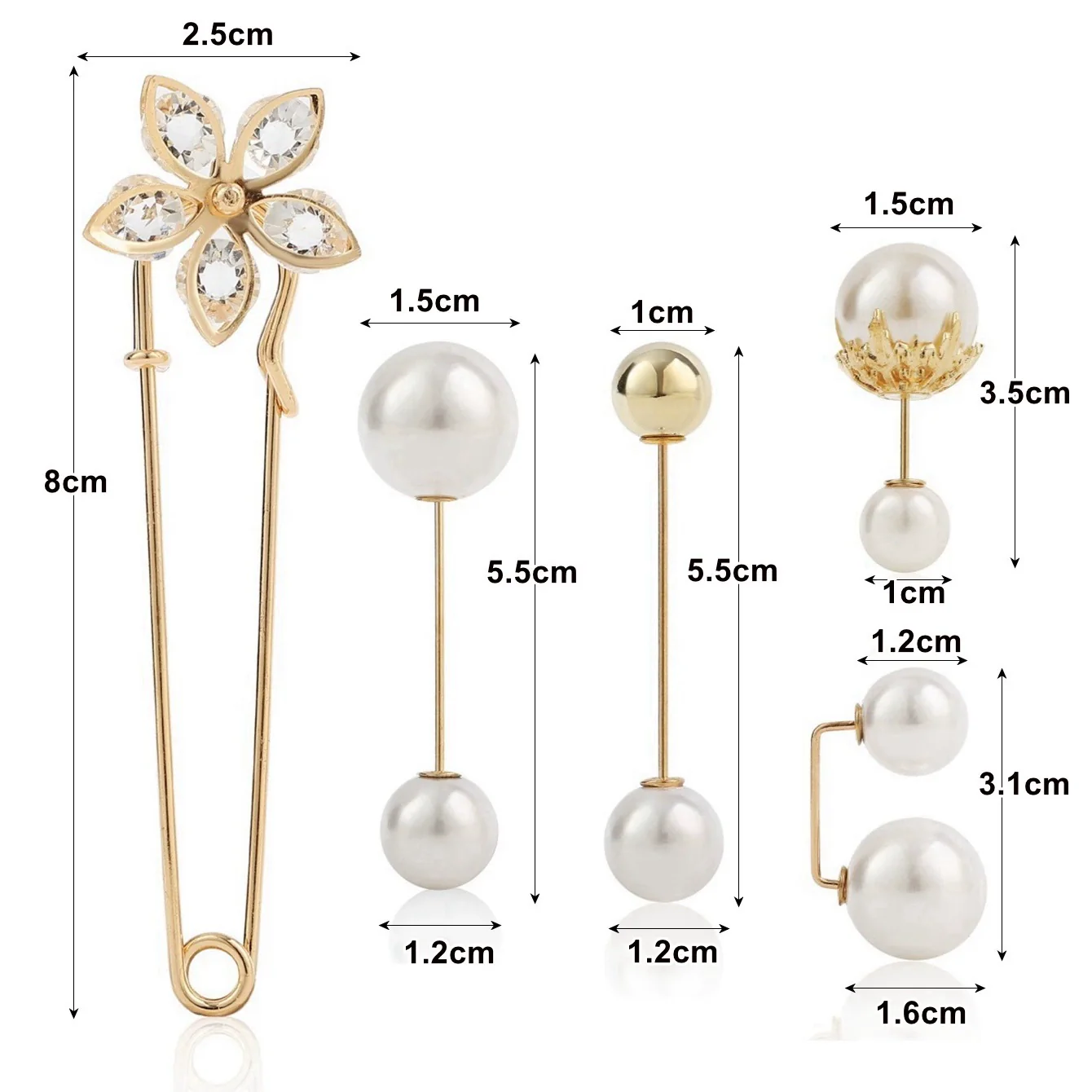 Metal Pearl Zircon Flower Collar Pin Brooch With Electroplating - Image 7