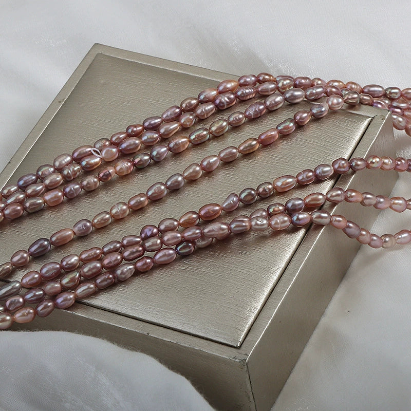 Metal Purple Rice Loose Freshwater Pearl Beads