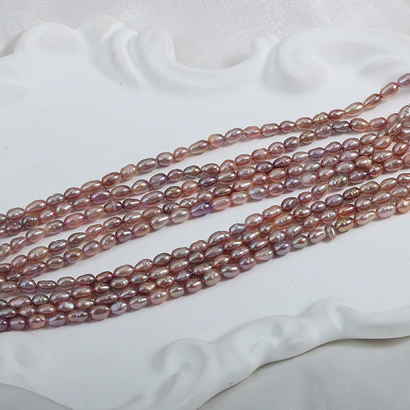 Metal Purple Rice Loose Freshwater Pearl Beads - Image 2
