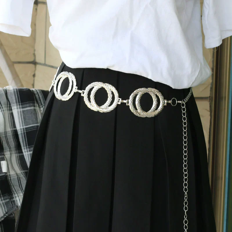 Metal Ring Belt Waist Chain Body Chain With Cross Shape And Embossing Electroplating Treatment In Punk Personality Hiphop Niche Style - Image 6