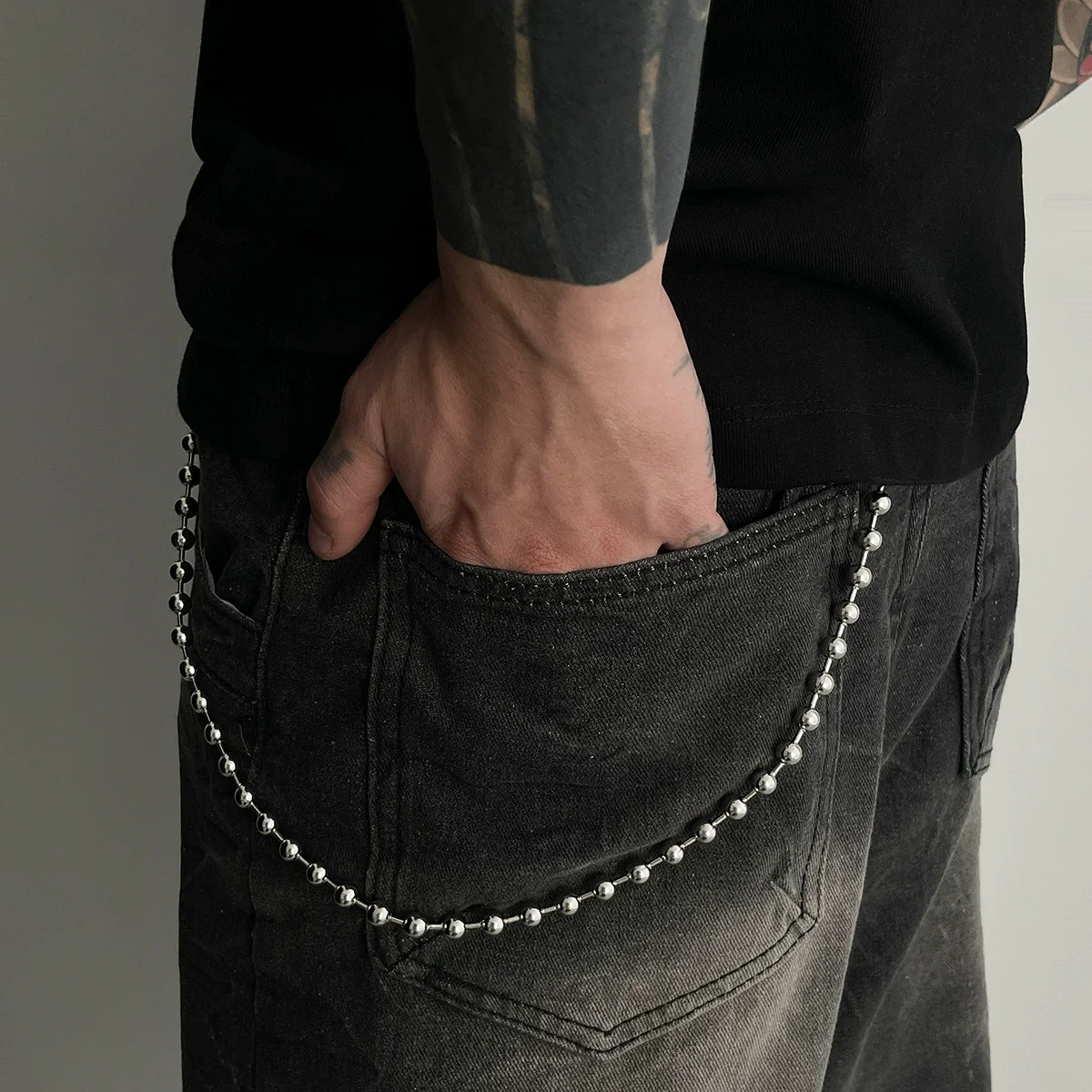 Metal Round Bead Pants Chain Punk Style Boys Hiphop Waist Chain Accessories - Image 2