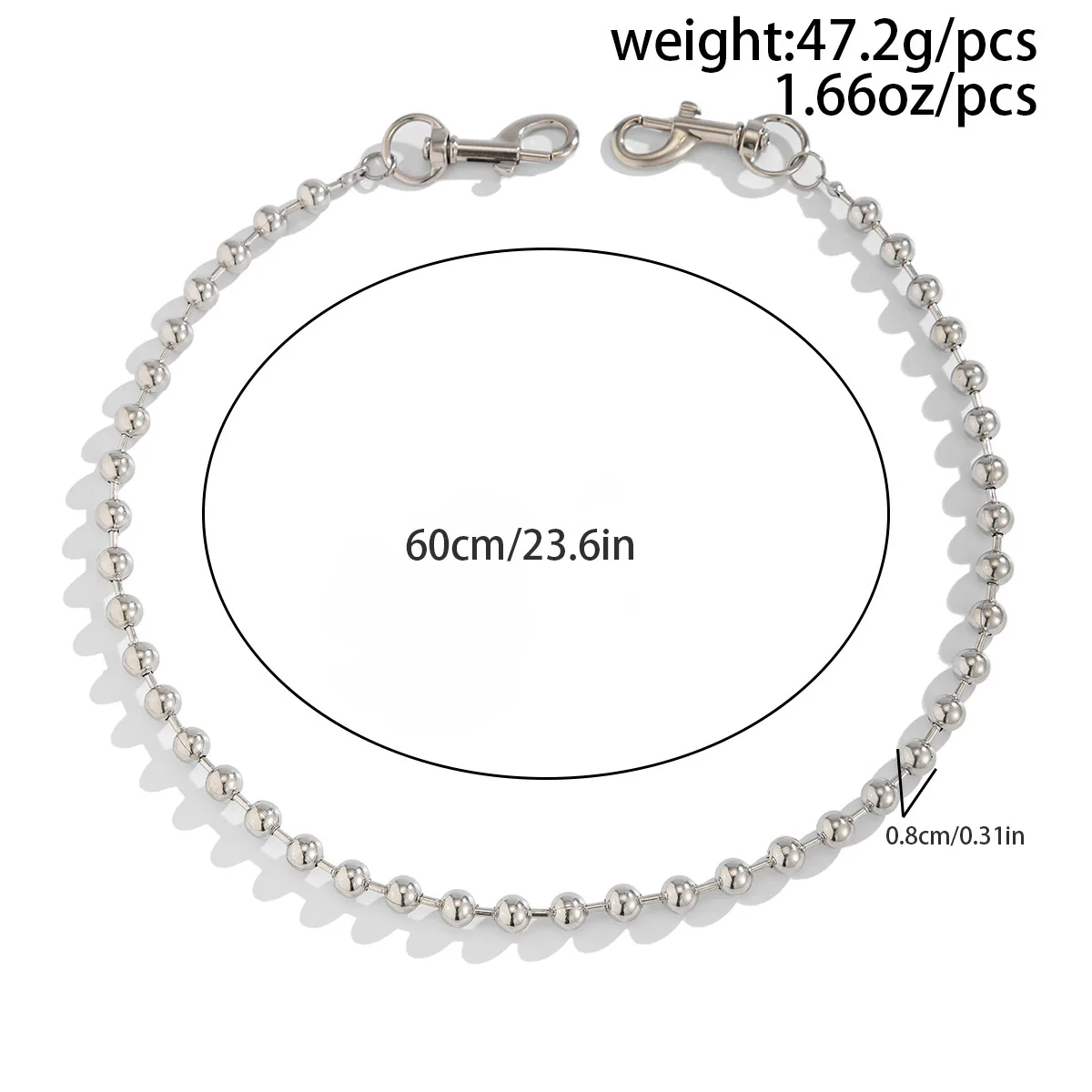 Metal Round Bead Pants Chain Punk Style Boys Hiphop Waist Chain Accessories - Image 6