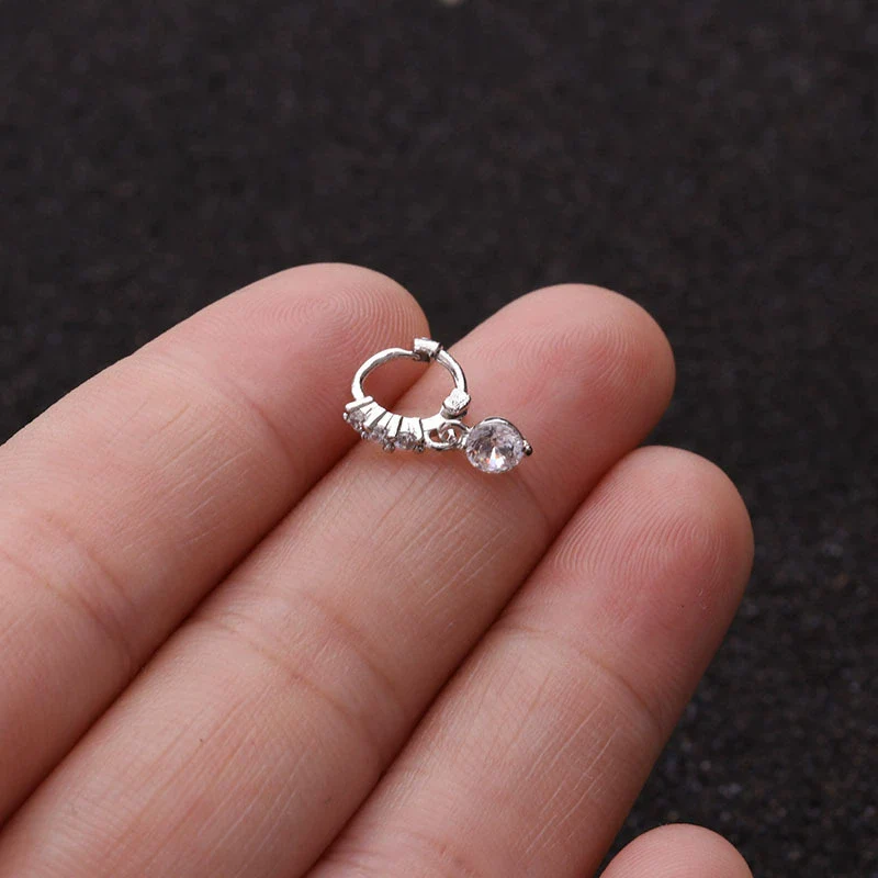 Metal Small Earrings For Cartilage Piercing Inlaid With Zircon And Flower Pattern For Women - Image 11