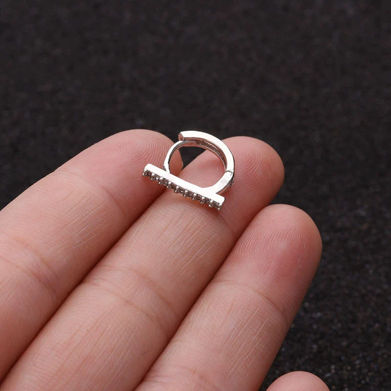 Metal Small Earrings For Cartilage Piercing Inlaid With Zircon And Flower Pattern For Women - Image 15