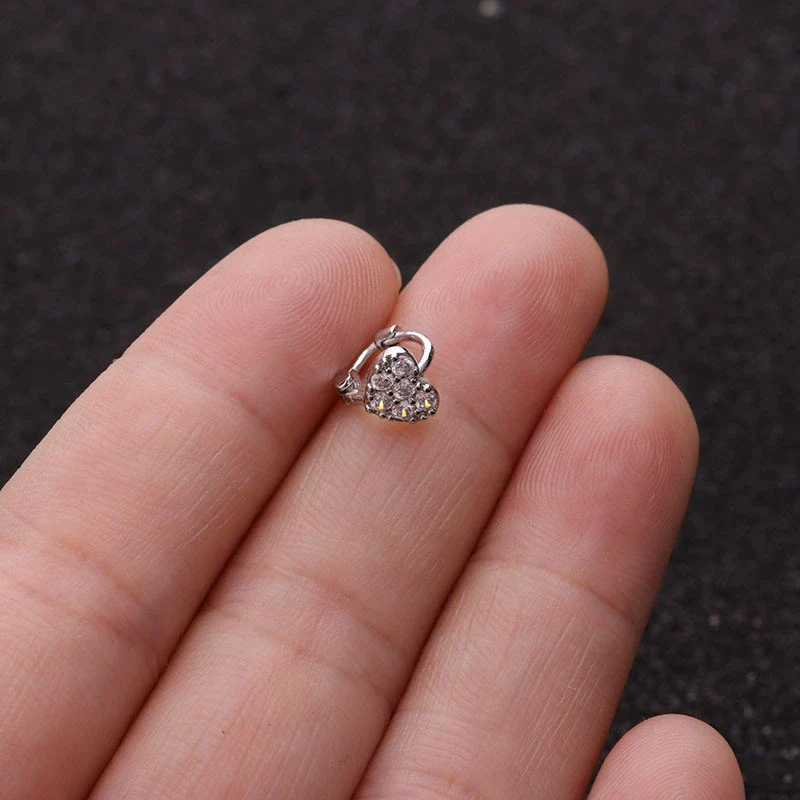Metal Small Earrings For Cartilage Piercing Inlaid With Zircon And Flower Pattern For Women - Image 8
