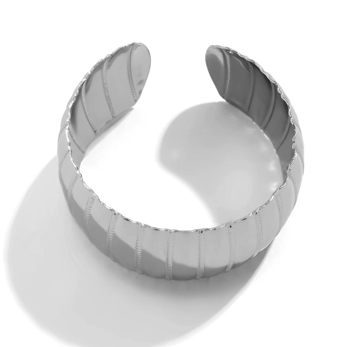 Metal Snake Stripe Wide Open Bracelet For Women Niche Style Electroplated - Image 5