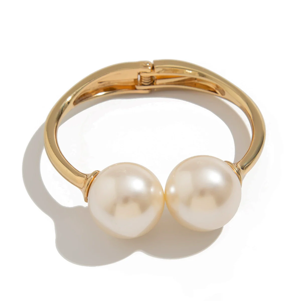 Metal Spring Bracelet Punk Stacked Multilayer Geometric Ins Style For Women With Big Pearl And Electroplating - Image 5