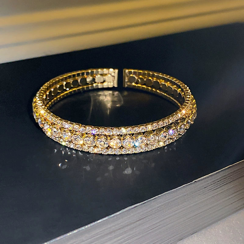 Metal Square Geometric Diamondencrusted Zircon Open Bracelet - Image 12