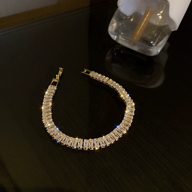 Metal Square Geometric Diamondencrusted Zircon Open Bracelet - Image 16