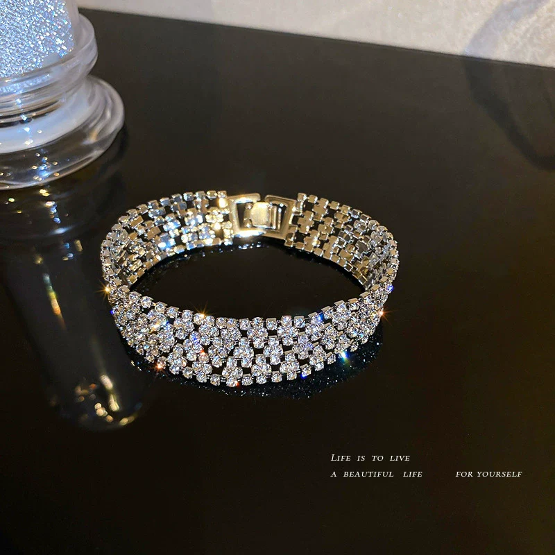 Metal Square Geometric Diamondencrusted Zircon Open Bracelet - Image 22