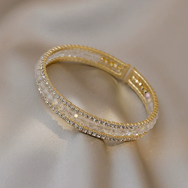 Metal Square Geometric Diamondencrusted Zircon Open Bracelet - Image 8