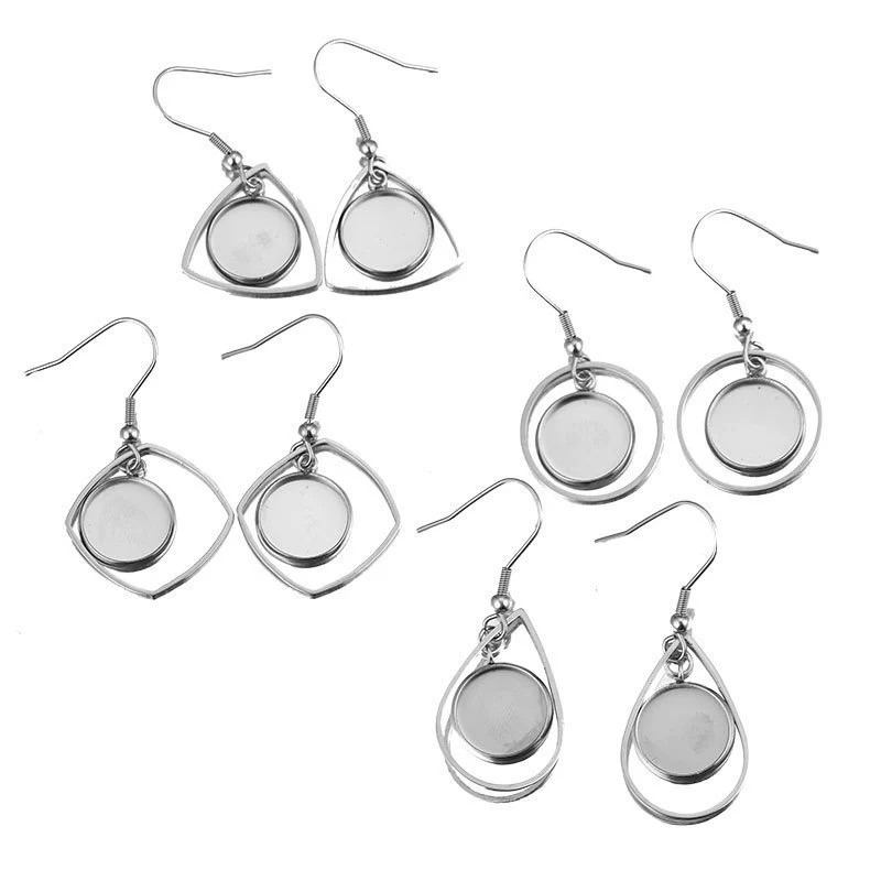 Metal Stainless Steel Geometric Irregular Ear Hook Empty Pendant Earrings Accessories With Electroplating Treatment