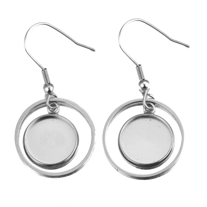 Metal Stainless Steel Geometric Irregular Ear Hook Empty Pendant Earrings Accessories With Electroplating Treatment - Image 10