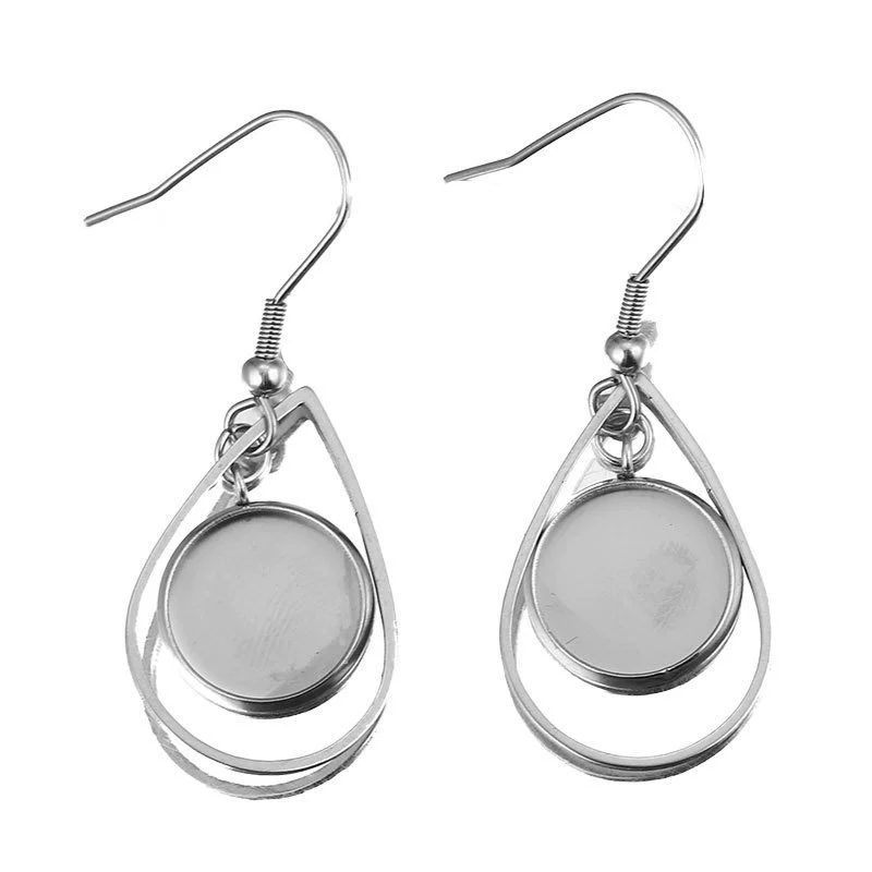 Metal Stainless Steel Geometric Irregular Ear Hook Empty Pendant Earrings Accessories With Electroplating Treatment - Image 11