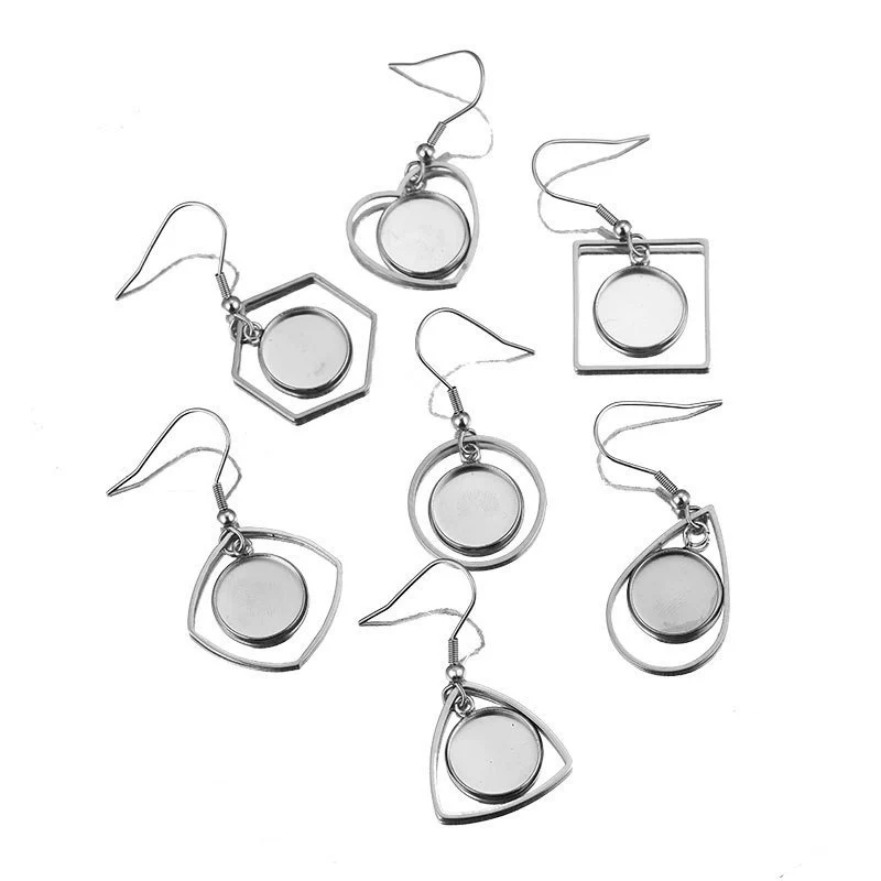 Metal Stainless Steel Geometric Irregular Ear Hook Empty Pendant Earrings Accessories With Electroplating Treatment - Image 2
