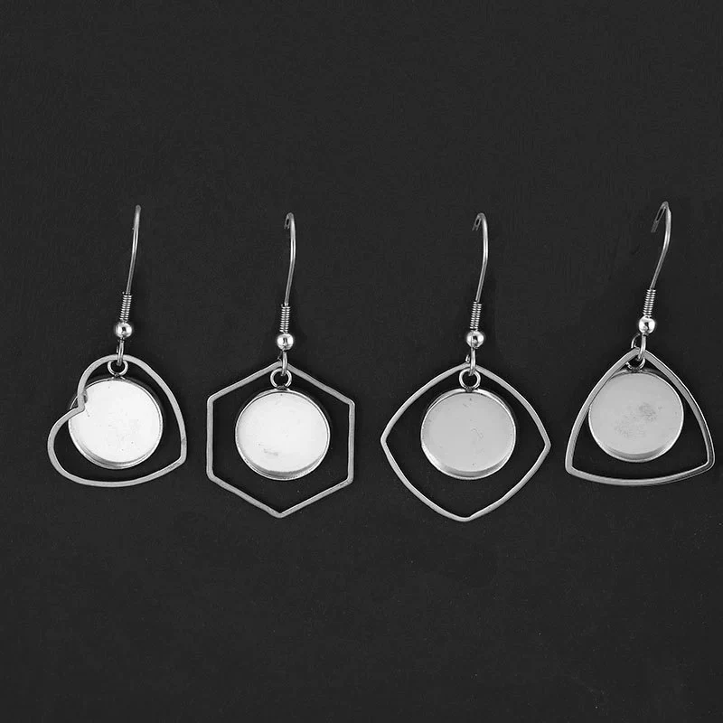 Metal Stainless Steel Geometric Irregular Ear Hook Empty Pendant Earrings Accessories With Electroplating Treatment - Image 4