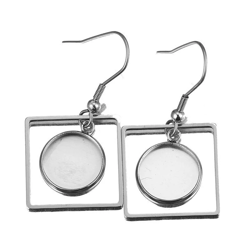 Metal Stainless Steel Geometric Irregular Ear Hook Empty Pendant Earrings Accessories With Electroplating Treatment - Image 6