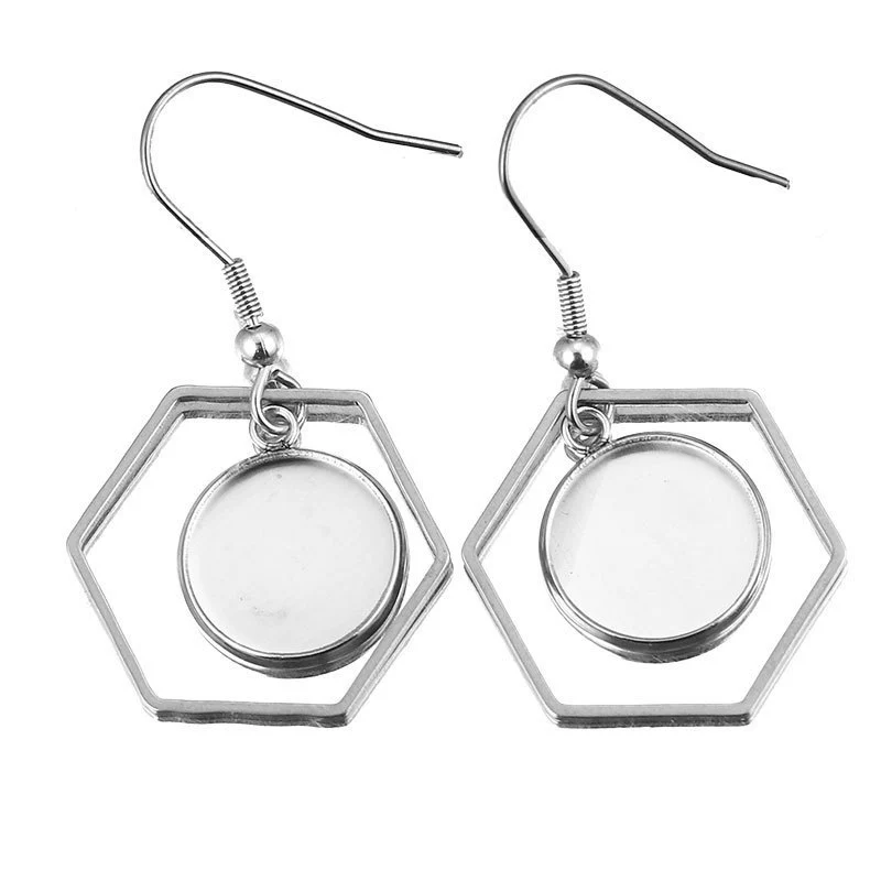 Metal Stainless Steel Geometric Irregular Ear Hook Empty Pendant Earrings Accessories With Electroplating Treatment - Image 7