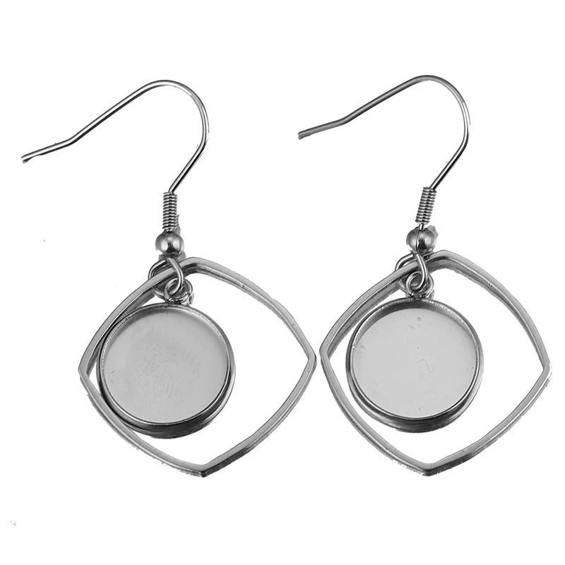 Metal Stainless Steel Geometric Irregular Ear Hook Empty Pendant Earrings Accessories With Electroplating Treatment - Image 9