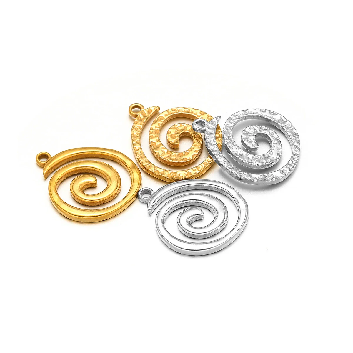 Metal Stainless Steel Gold Round Vortex Spiral Swirl Pendant Jewelry Accessories With Electroplating
