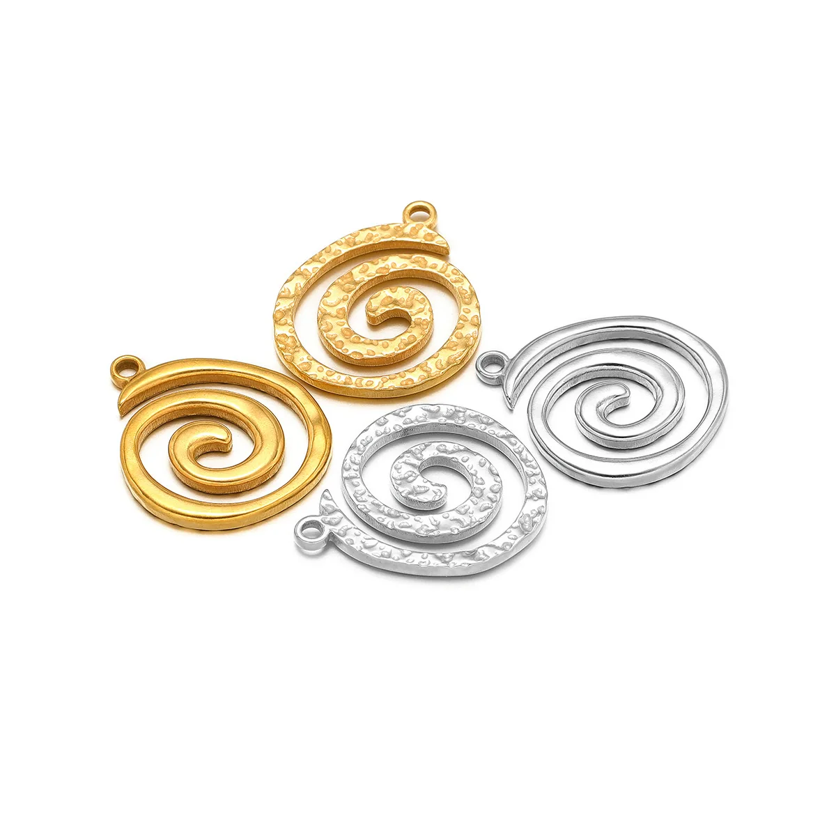 Metal Stainless Steel Gold Round Vortex Spiral Swirl Pendant Jewelry Accessories With Electroplating - Image 5