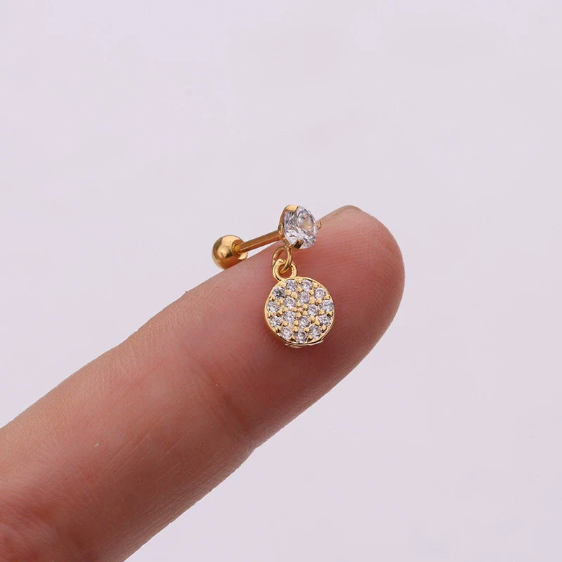 Metal Stainless Steel Heart Shaped Inlaid Zircon Cartilage Earrings - Image 16