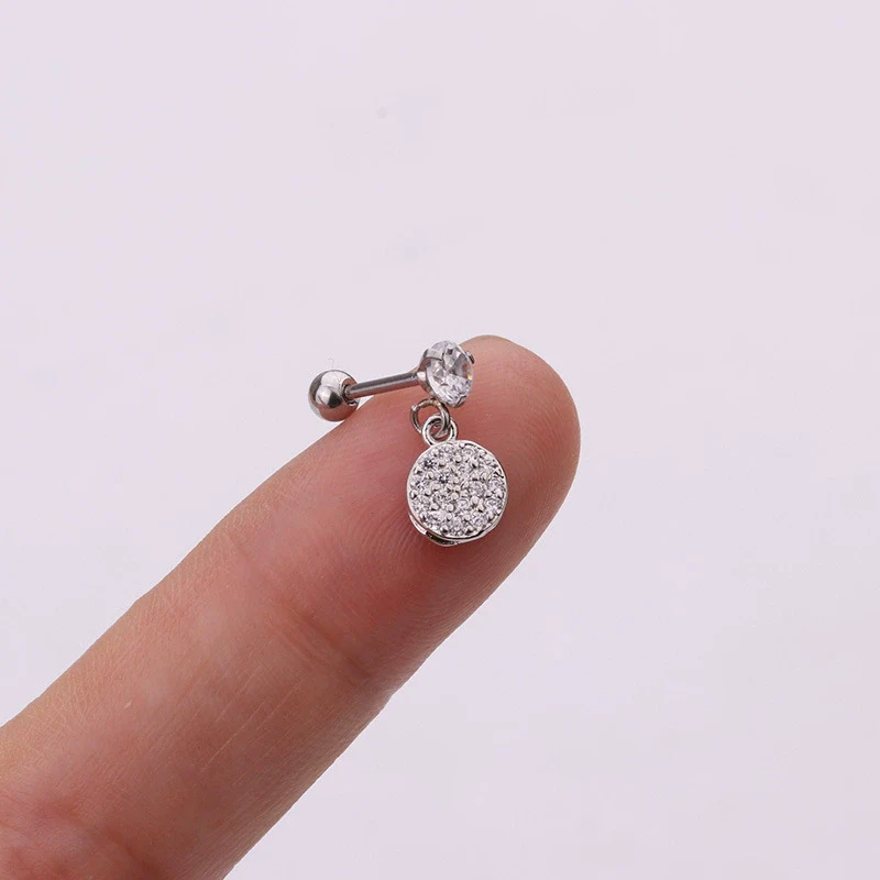 Metal Stainless Steel Heart Shaped Inlaid Zircon Cartilage Earrings - Image 9