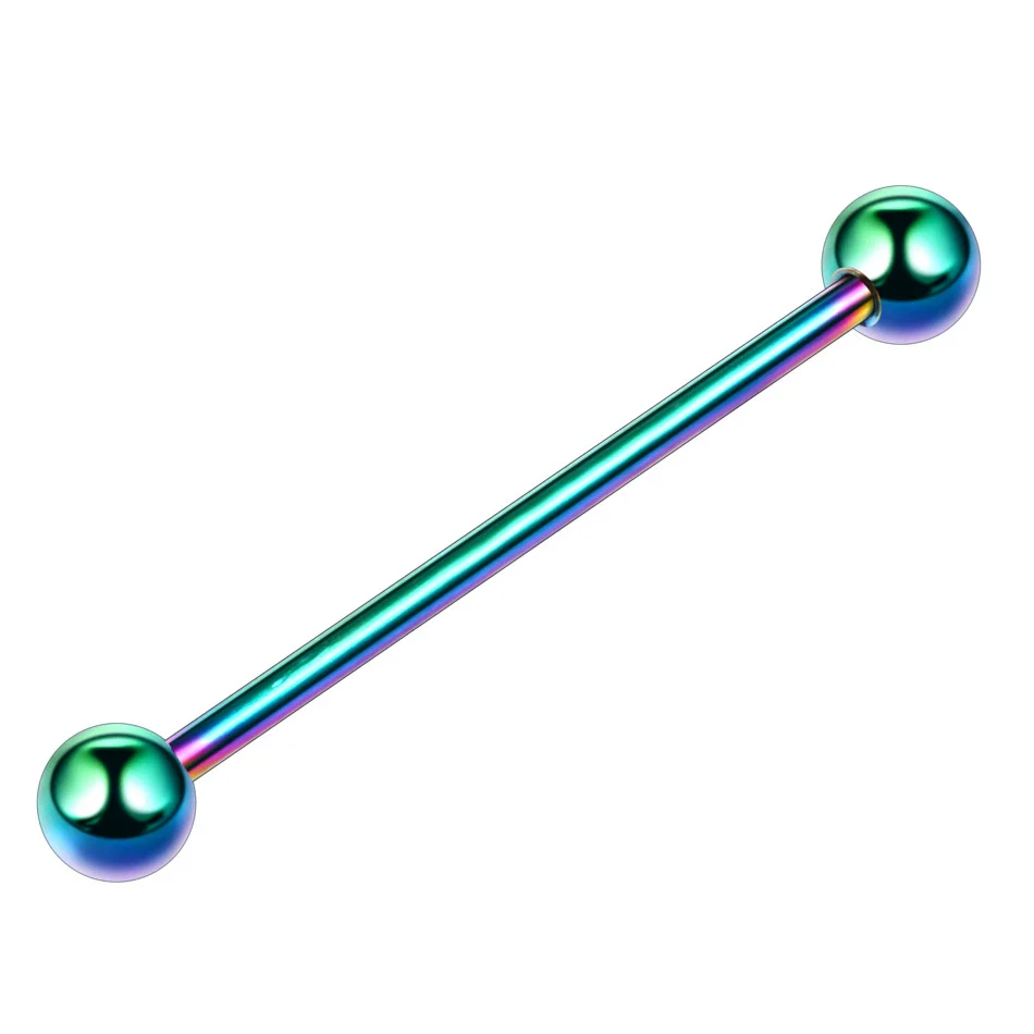 Metal Star Industrial Barbell Crossbar Straight Bar Electroplated Earrings - Image 7