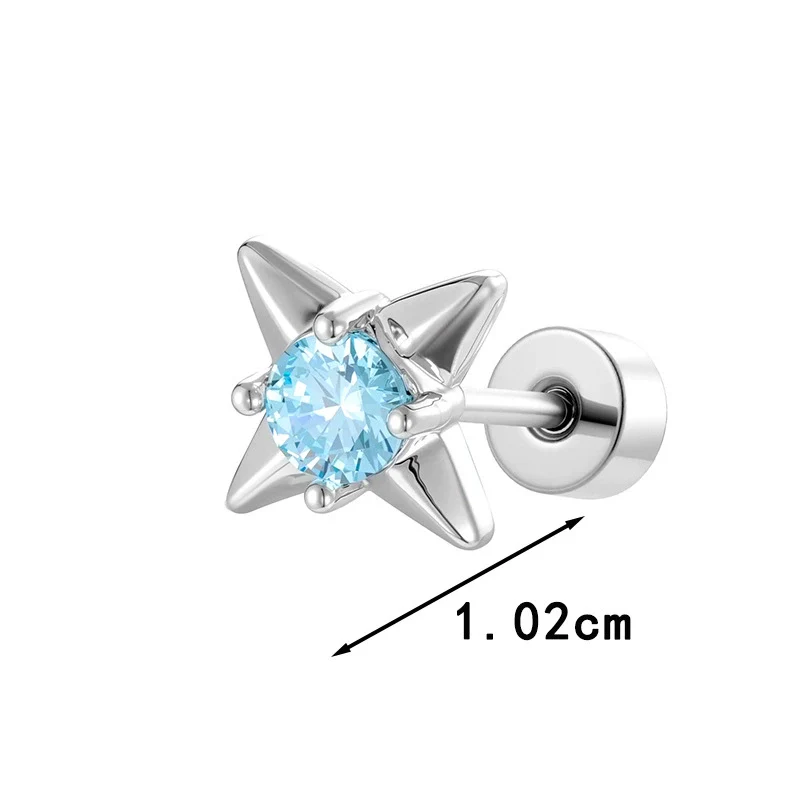 Metal Star Shaped Piercing Earrings Set With Zirconia Fashion Unisex - Image 3