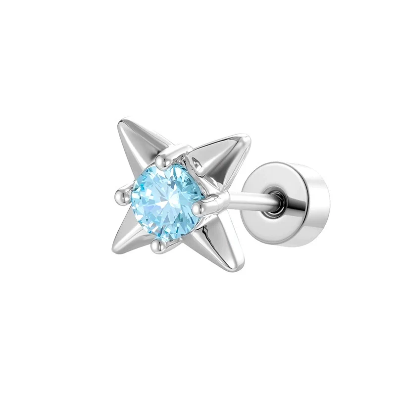 Metal Star Shaped Piercing Earrings Set With Zirconia Fashion Unisex - Image 4