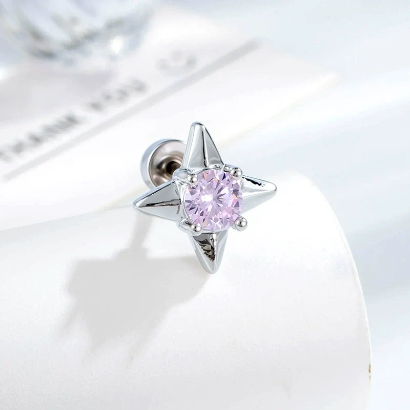 Metal Star Shaped Piercing Earrings Set With Zirconia Fashion Unisex - Image 6