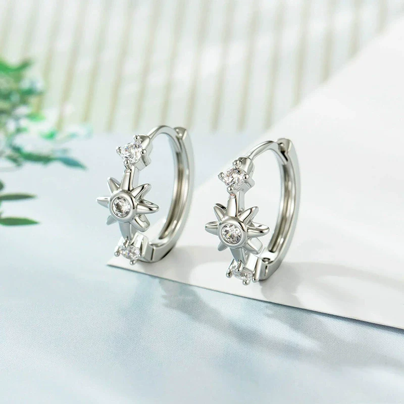 Metal Star Zirconia Fashion Style Unisex Piercing Earrings