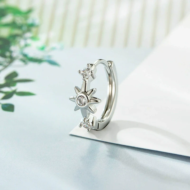 Metal Star Zirconia Fashion Style Unisex Piercing Earrings - Image 2